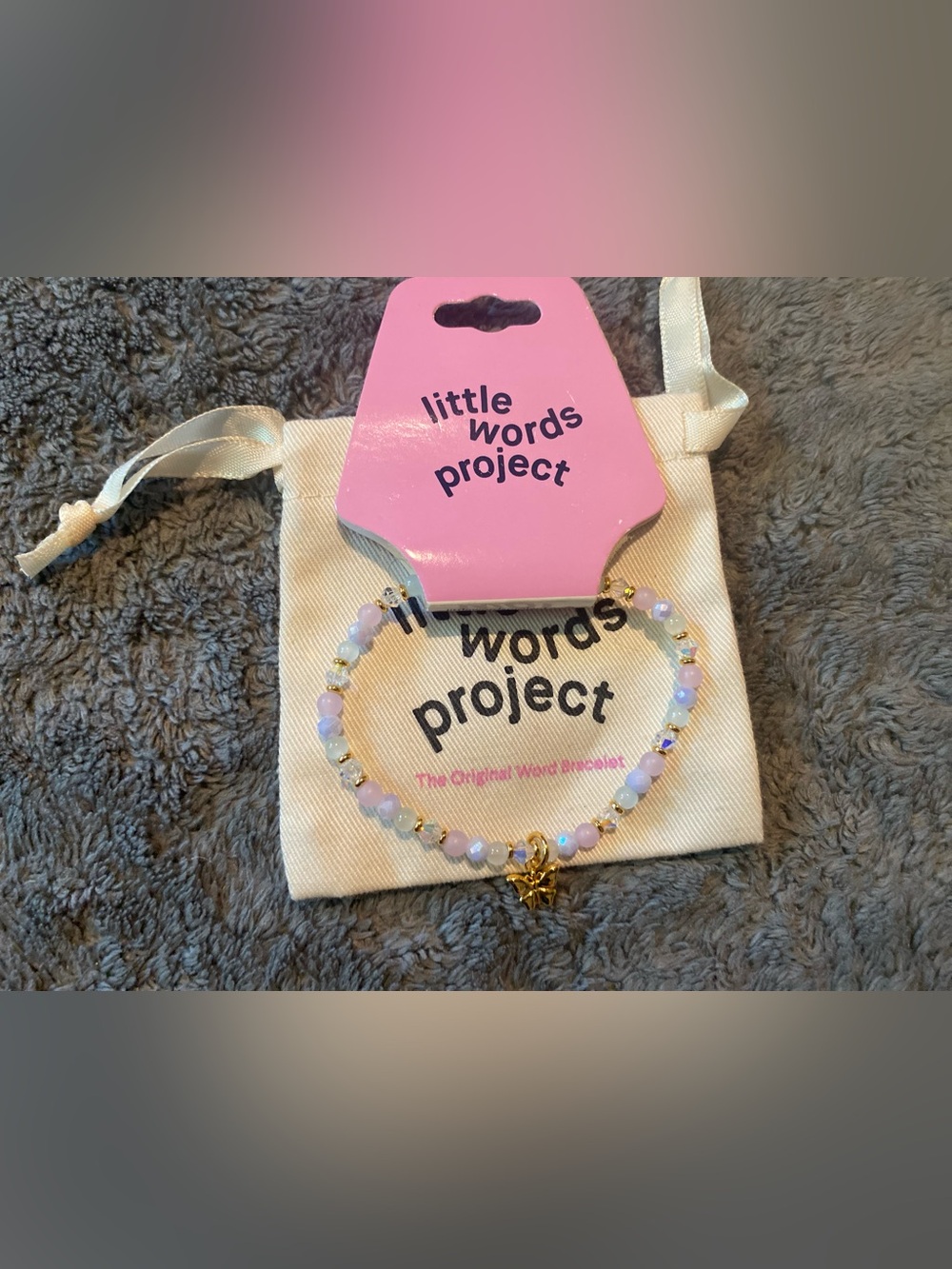 Little Words Project "Butterfly" Pink Beaded Bracelet
